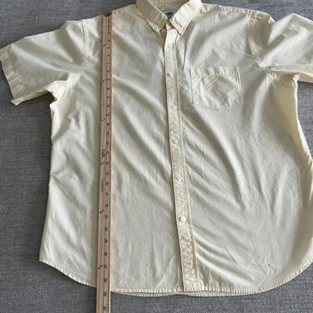 Old Navy Mens XL Yellow Casual Collared Button‎ Up Short Sleeve Shirt Pocket